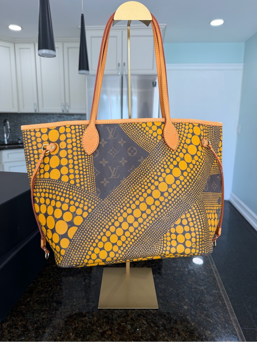 Louis Vuitton Brown & Yellow Patterned Neverfull Tote